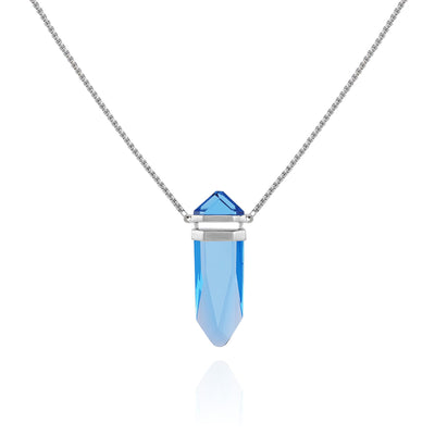 Silvertone Blue Crystal-Shape Stone Pendant Long Necklace - Vince Camuto