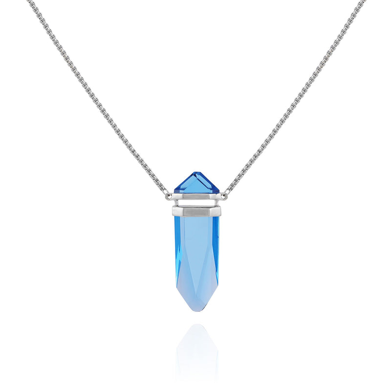 Silvertone Blue Crystal-Shape Stone Pendant Long Necklace - Vince Camuto