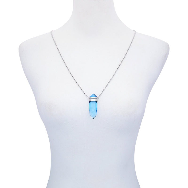 Silvertone Blue Crystal-Shape Stone Pendant Long Necklace - Vince Camuto