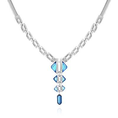 Silvertone Blue Stone Pendant Statement Necklace - Vince Camuto