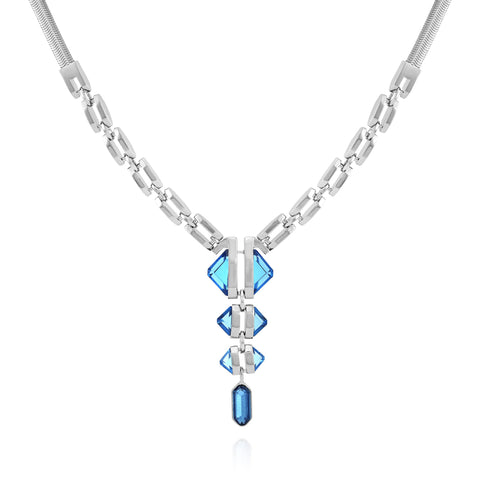 Silvertone Blue Stone Pendant Statement Necklace - Vince Camuto