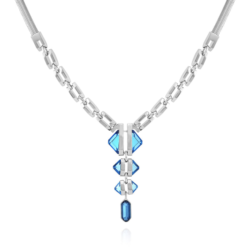 Silvertone Blue Stone Pendant Statement Necklace - Vince Camuto