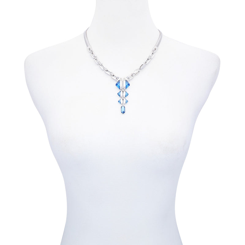 Silvertone Blue Stone Pendant Statement Necklace - Vince Camuto