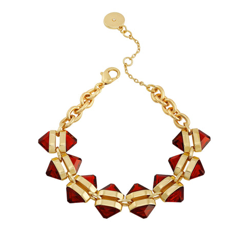 Goldtone Red Stone Cable Chain Bracelet - Vince Camuto