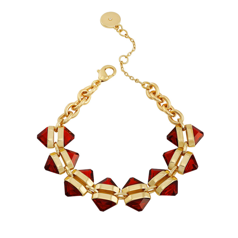 Goldtone Red Stone Cable Chain Bracelet - Vince Camuto