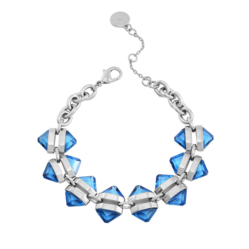 Silvertone Blue Stone Cable Chain Bracelet - Vince Camuto
