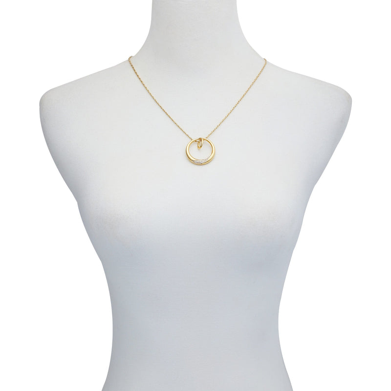 Goldtone Crystal Stone Circle Pendant Necklace