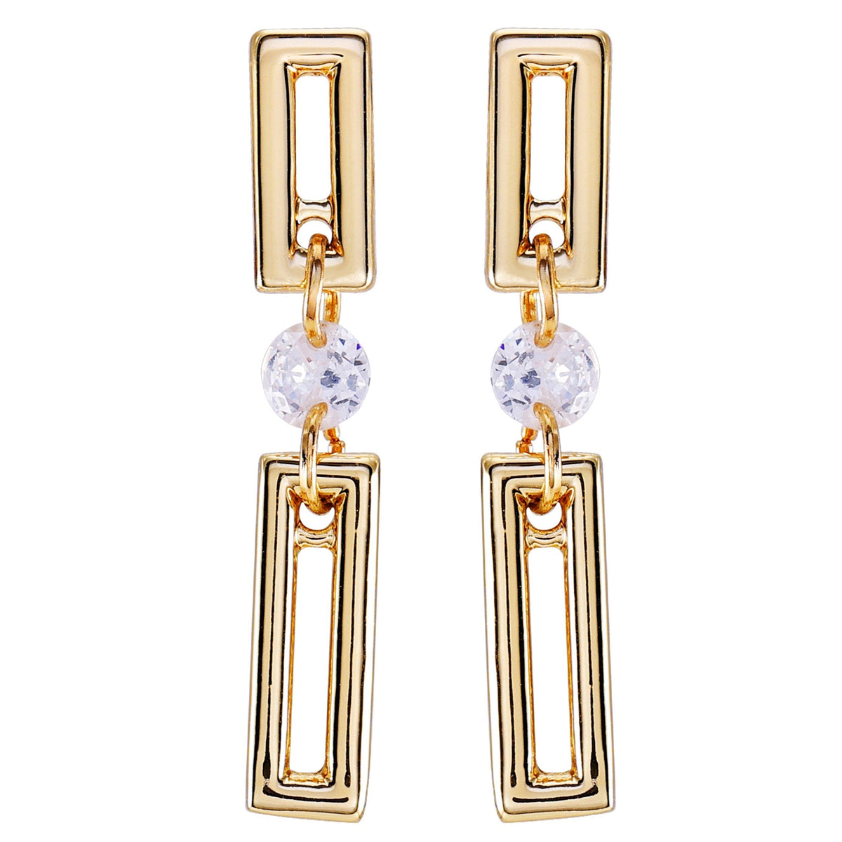 Goldtone Clear Glass Stone Dainty Drop Earrings - Vince Camuto