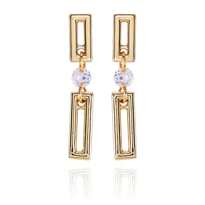 Goldtone Clear Glass Stone Dainty Drop Earrings - Vince Camuto