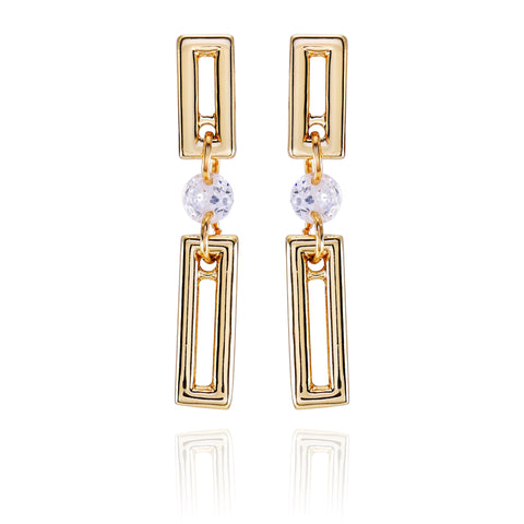 Goldtone Clear Glass Stone Dainty Drop Earrings - Vince Camuto