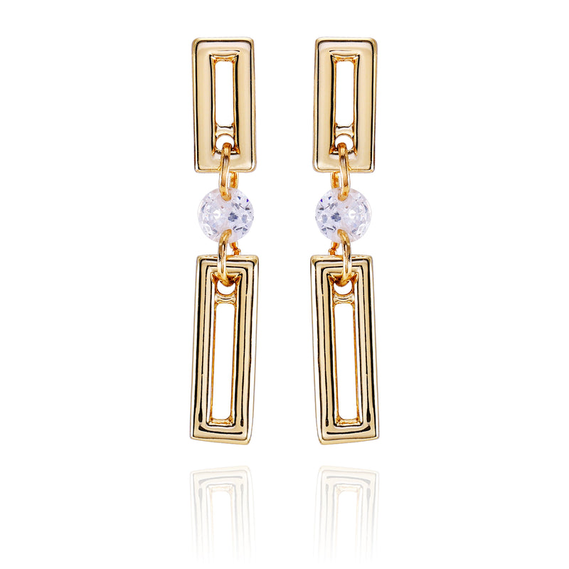 Goldtone Clear Glass Stone Dainty Drop Earrings - Vince Camuto
