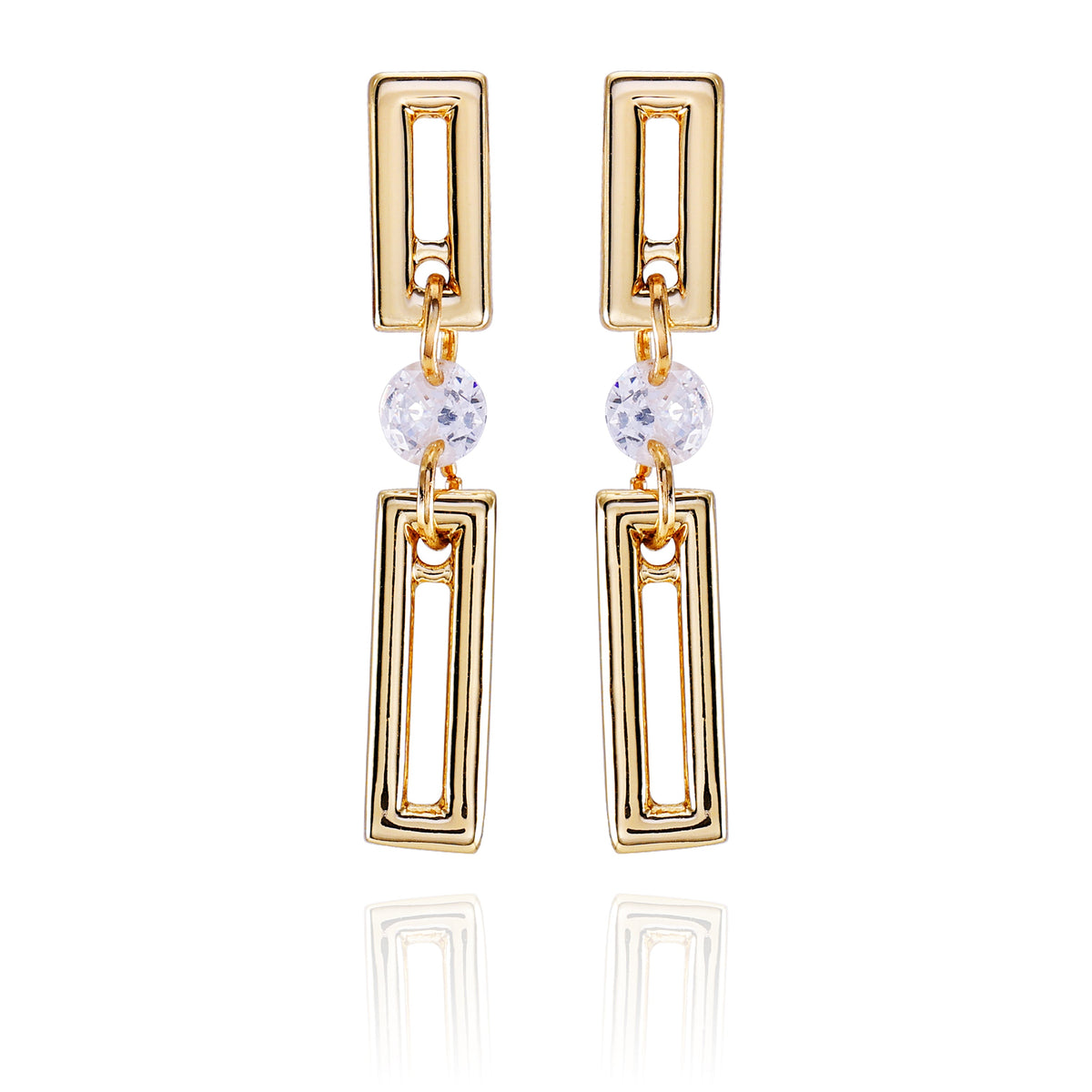 Goldtone Clear Glass Stone Dainty Drop Earrings - Vince Camuto