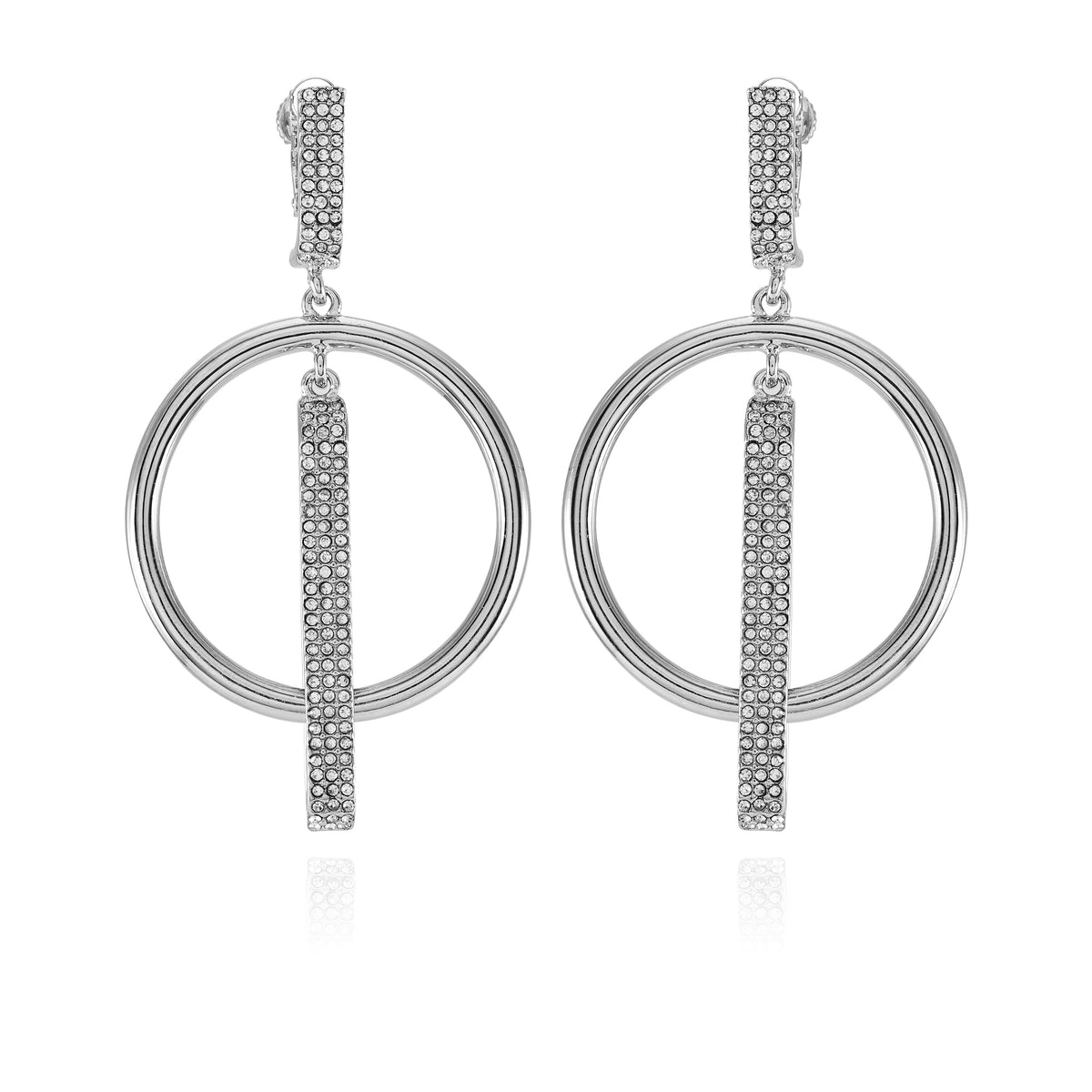 Silvertone Hoop Drop Clip On Earrings - Vince Camuto