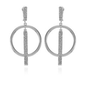 Silvertone Hoop Drop Clip On Earrings - Vince Camuto