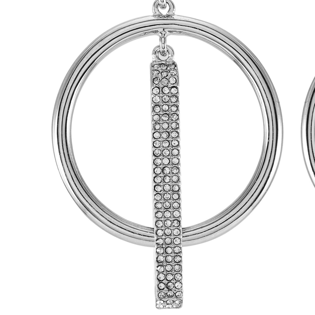 Silvertone Hoop Drop Clip On Earrings - Vince Camuto
