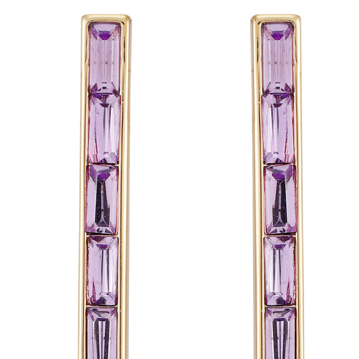 Goldtone Violet Stone Baguette Stick Drop Earrings - Vince Camuto