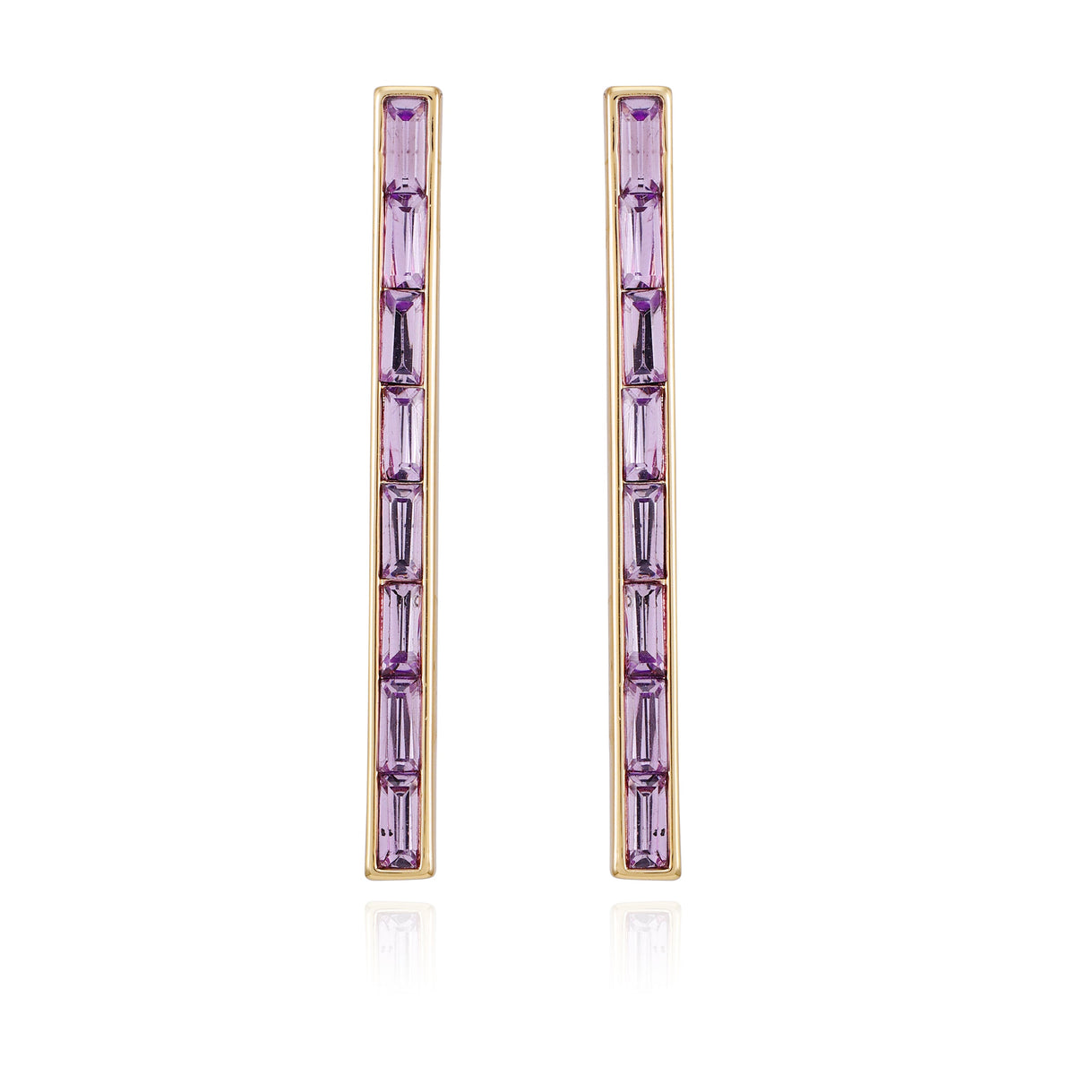 Goldtone Violet Stone Baguette Stick Drop Earrings - Vince Camuto