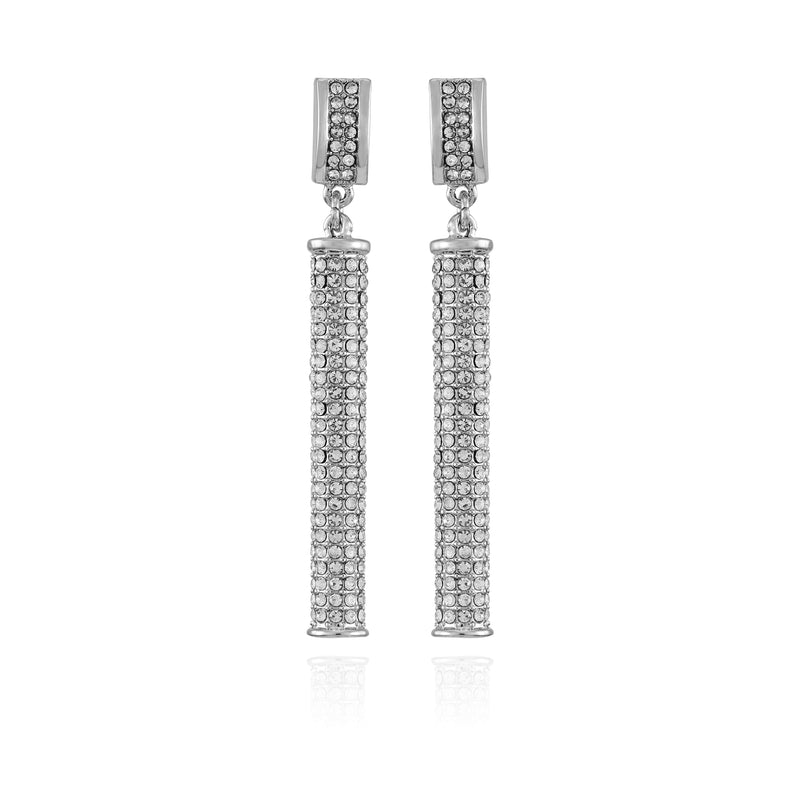 Silvertone Crystal Stone Drop Earrings
