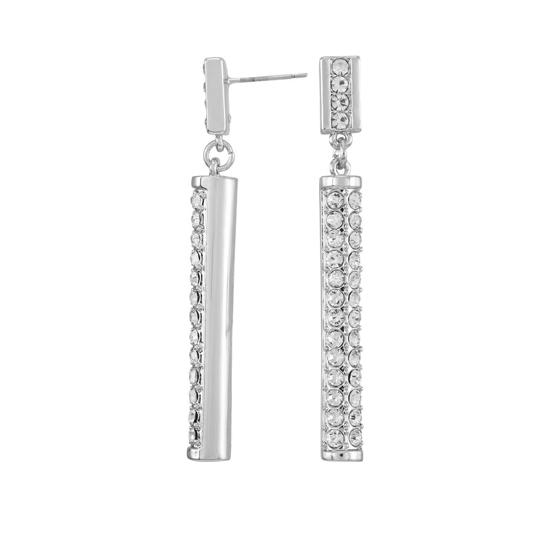 Silvertone Crystal Stone Drop Earrings