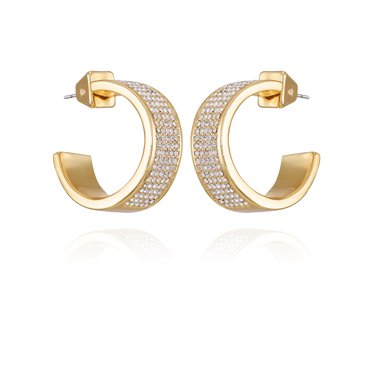 Goldtone Crystal C Hoop Earrings - Vince Camuto