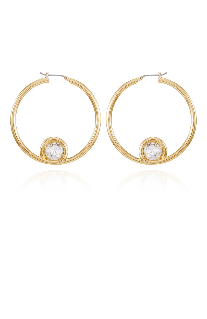 Goldtone Crystal Stone Hoop Earring