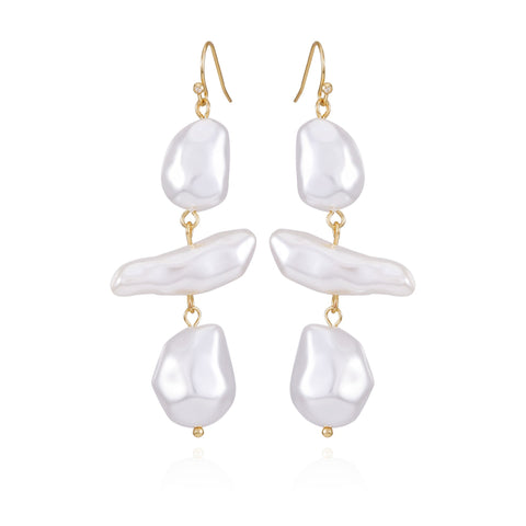 Goldtone Pearl Linear Drop Earrings