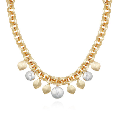 Two Tone Gilded Leaf Charm Statement Necklace - Vince Camuto