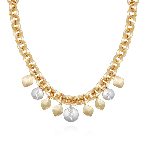 Two Tone Gilded Leaf Charm Statement Necklace - Vince Camuto