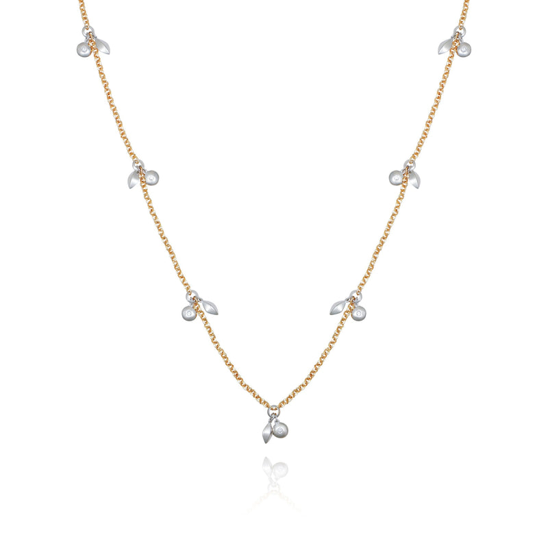 Two Tone Gilded Leaf Long Necklace