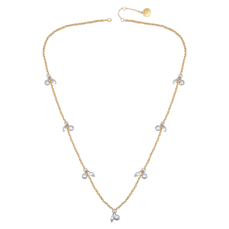 Two Tone Gilded Leaf Long Necklace