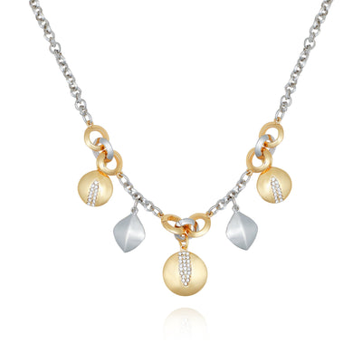 Two Tone Gilded Leaf Charm Short Statement Necklace - Vince Camuto