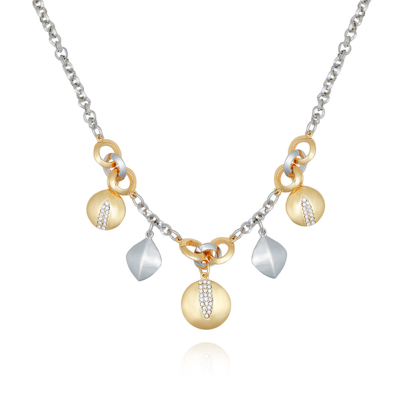 Two Tone Gilded Leaf Charm Short Statement Necklace - Vince Camuto