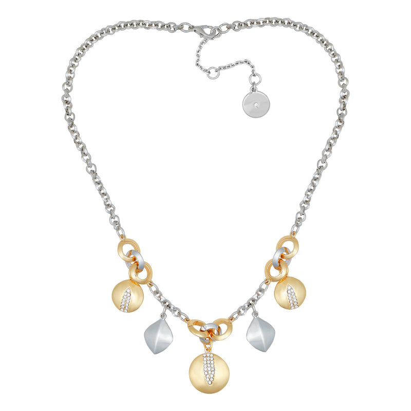 Two Tone Gilded Leaf Charm Short Statement Necklace - Vince Camuto