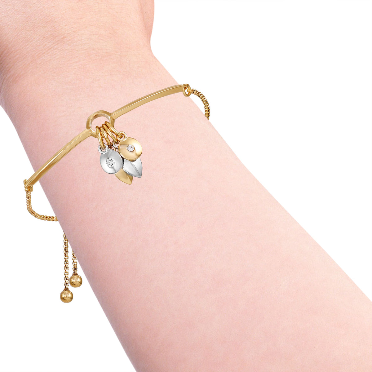 Goldtone Gilded Leaf Charm Slider Bracelet - Vince Camuto