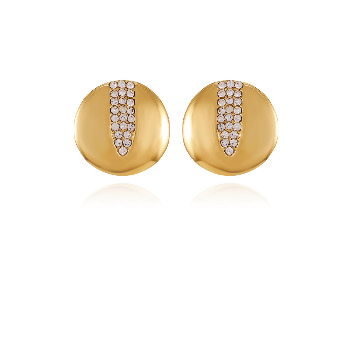 Goldtone Crystal Stone Coin Button Earrings - Vince Camuto