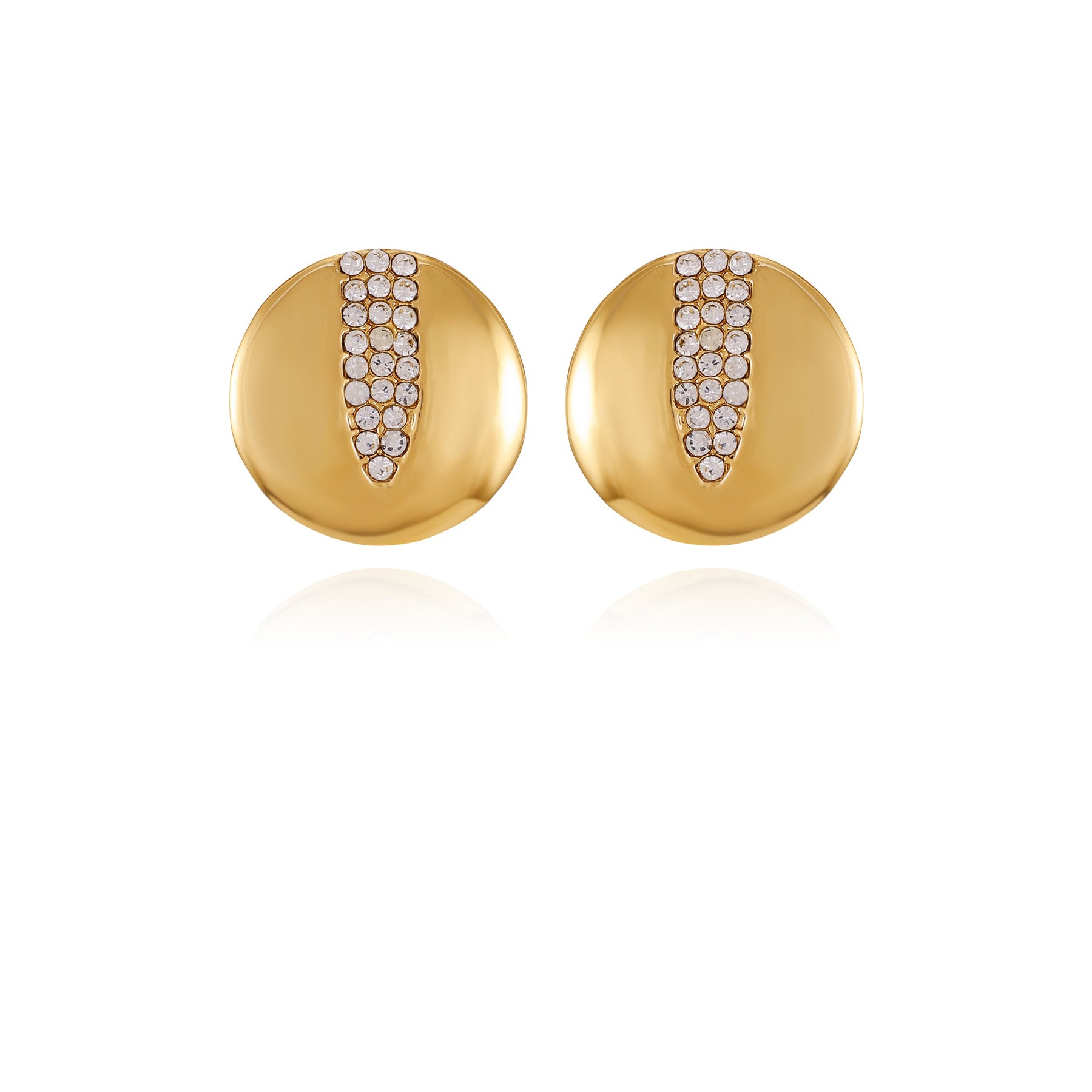 Goldtone Crystal Stone Coin Button Earrings - Vince Camuto