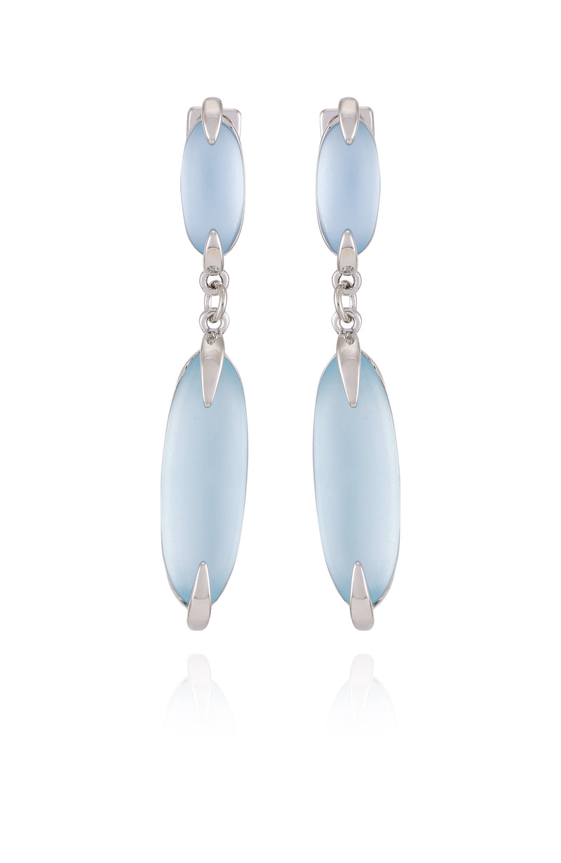 Silvertone & Blue Stone Drop Earrings