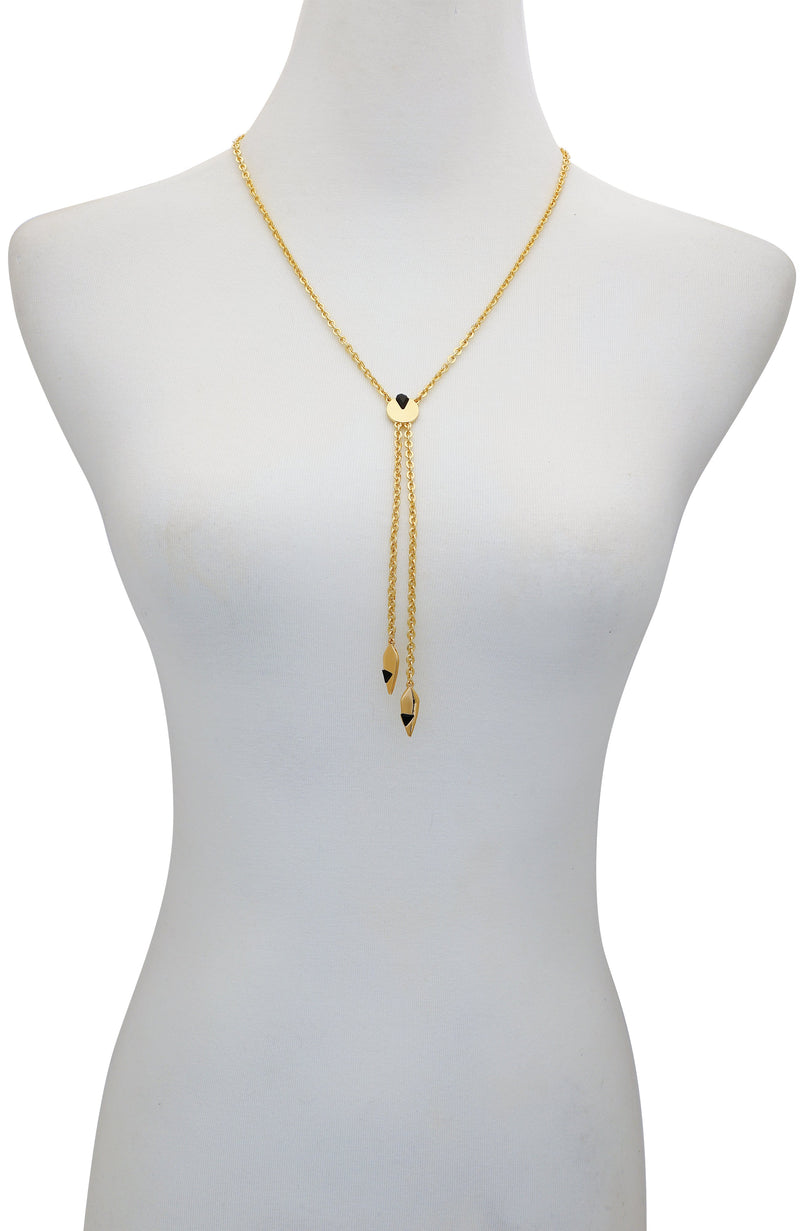 Goldtone & Black Drop Pendant Necklace