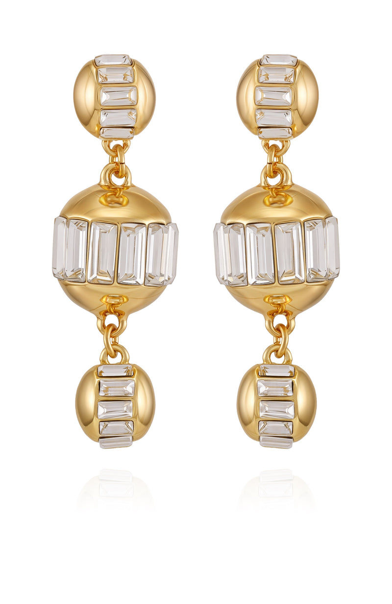 Goldtone Crystal Sphere Drop Earrings