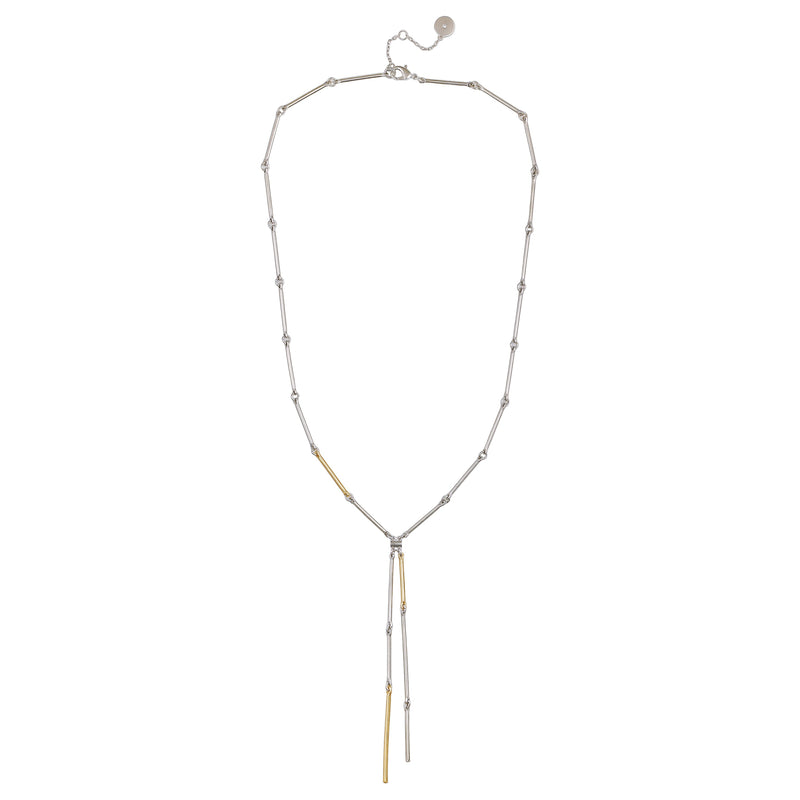 Two Tone Bar Pendant Necklace