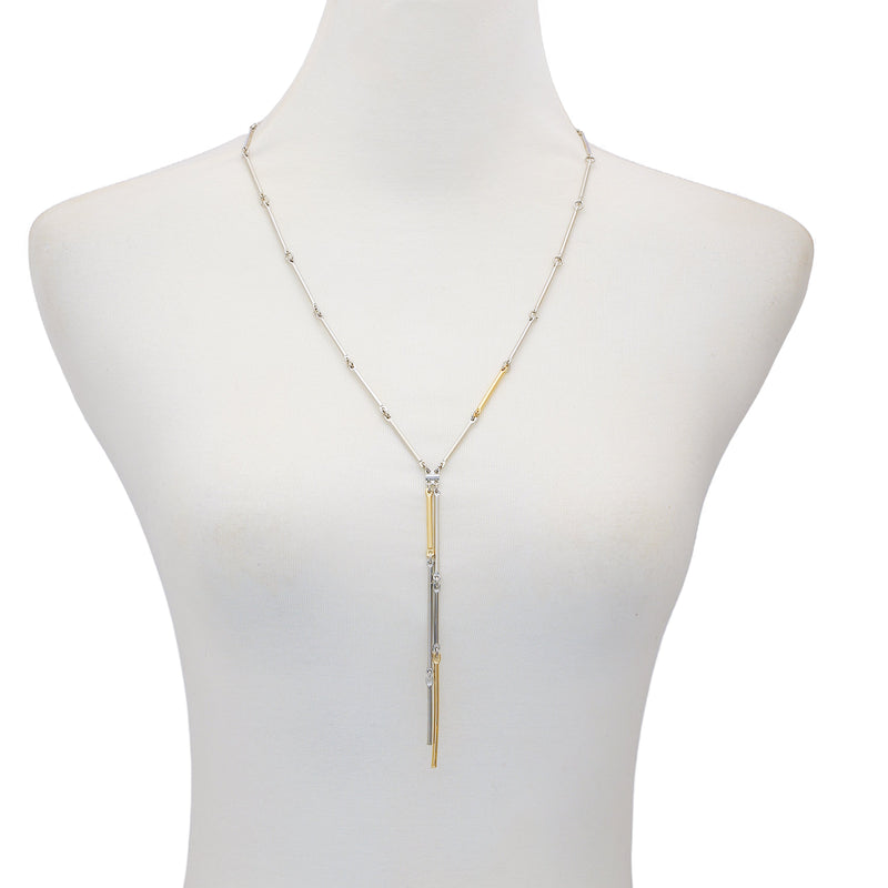 Two Tone Bar Pendant Necklace