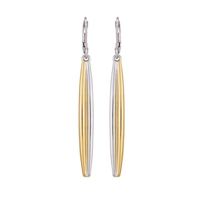 Two Tone Elongated Hoop Earrings
