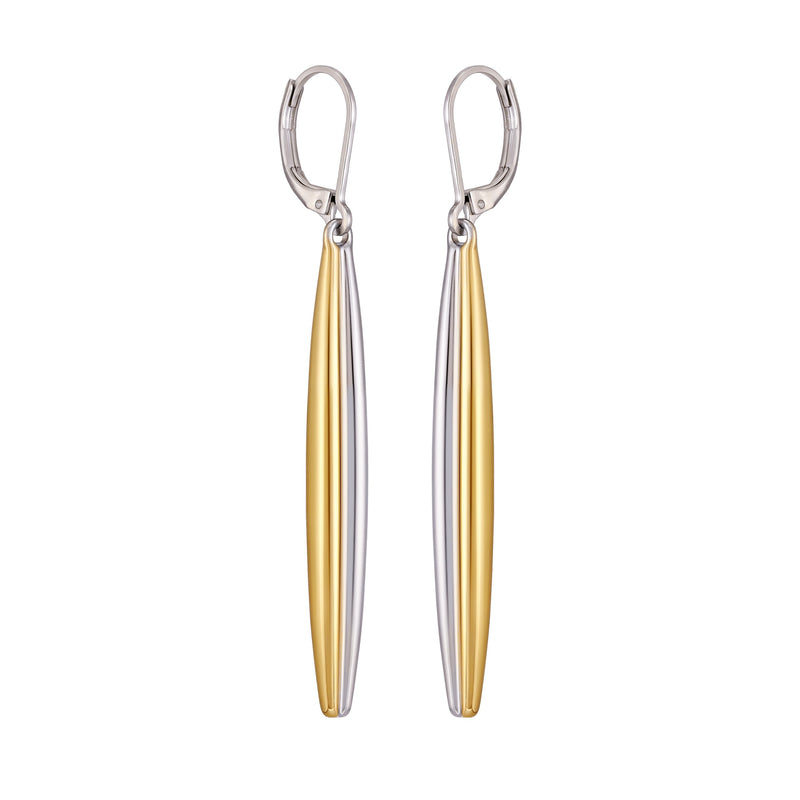 Two Tone Elongated Hoop Earrings