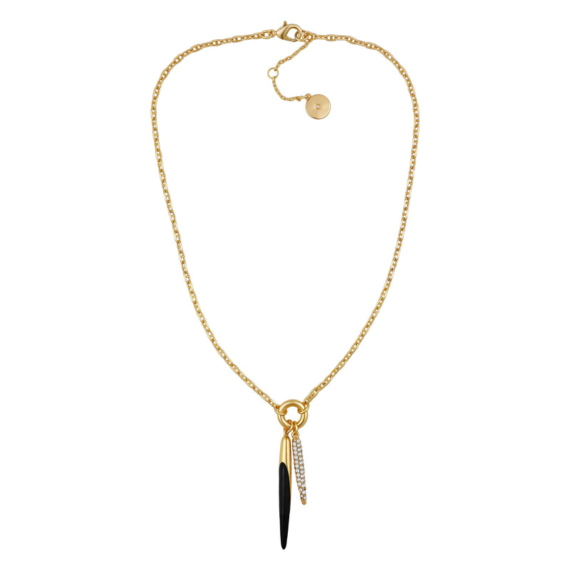 Pendant Necklace With Black And Crystal Accents
