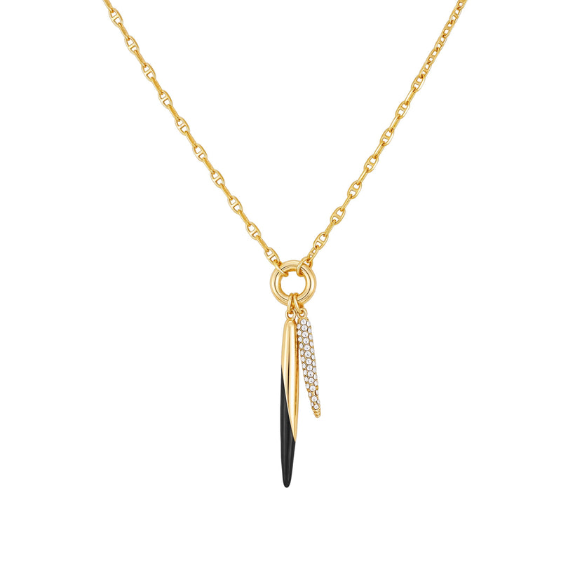 Pendant Necklace With Black And Crystal Accents