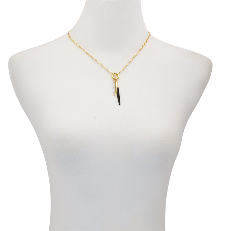 Pendant Necklace With Black And Crystal Accents