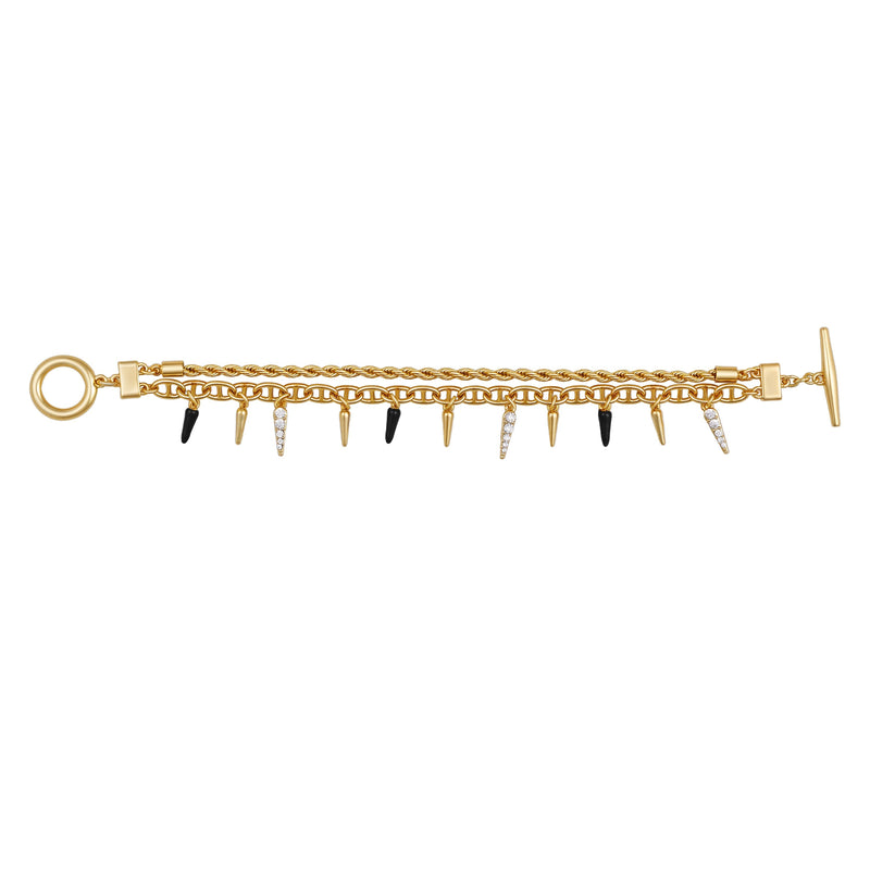 Crystal And Gold Tone Multi Strand Bracelet