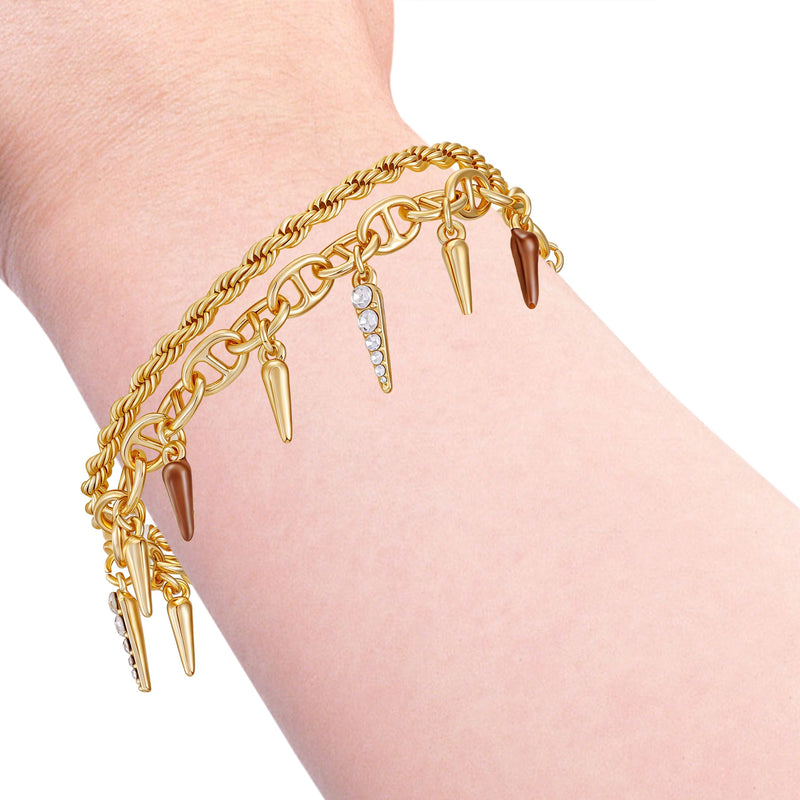 Crystal And Gold Tone Multi Strand Bracelet