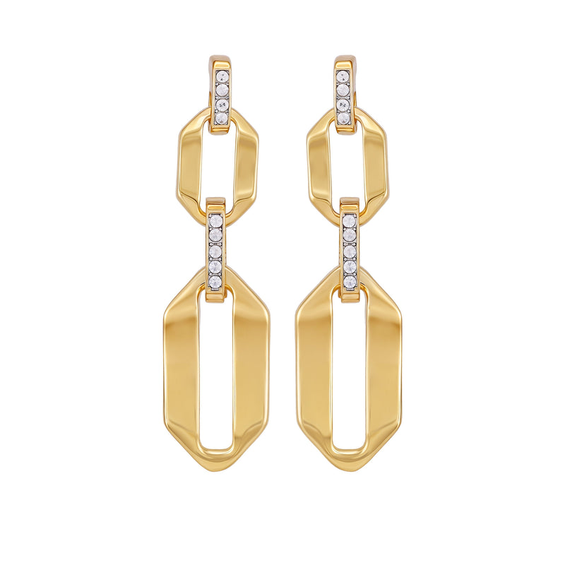 Goldtone And Crystal Link Drop Earrings
