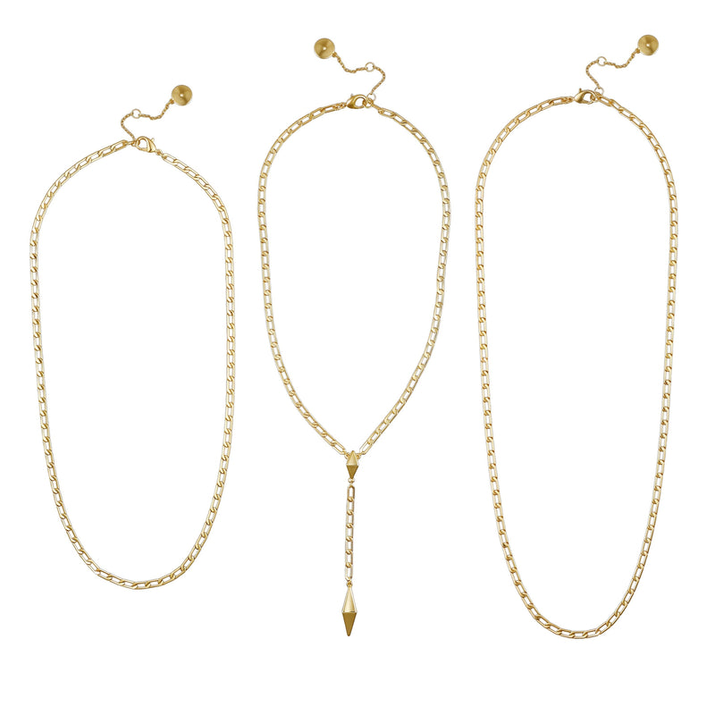 3 Piece Goldtone Chain Necklaces
